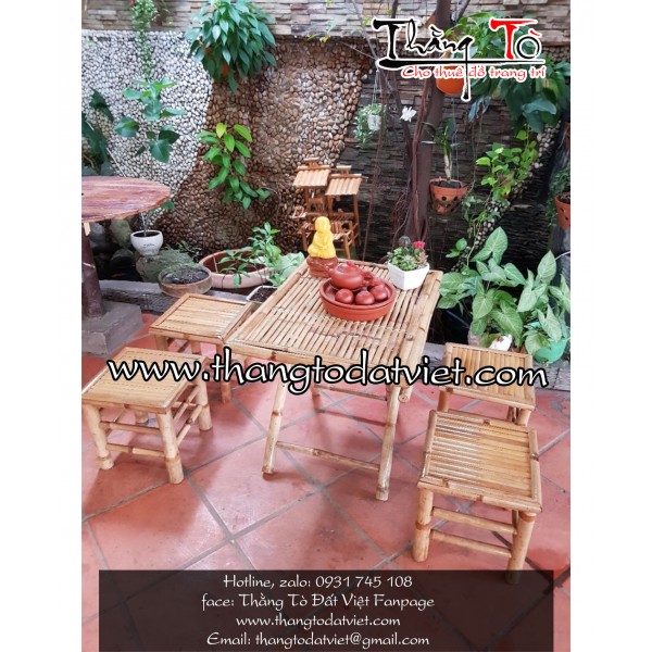 cho thuê bàn ghế tre đẹp